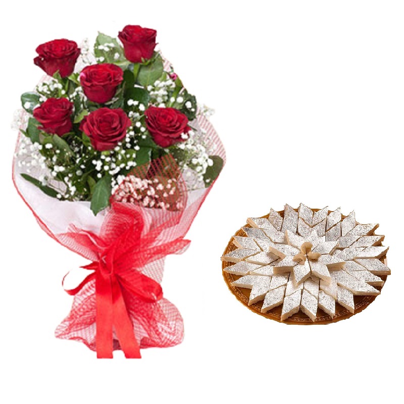 Rose with Kaju katli