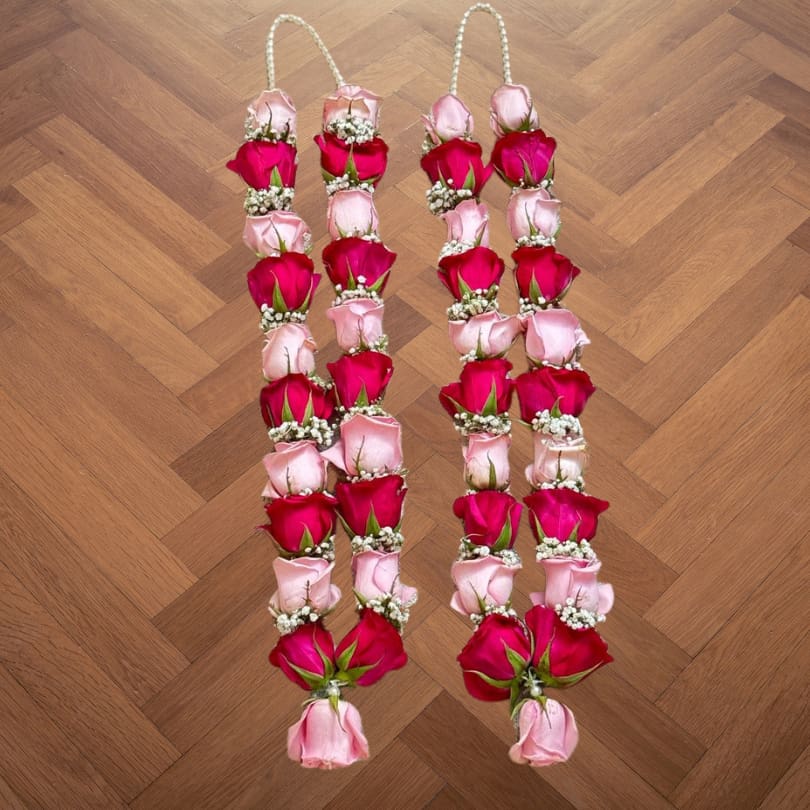 Blush Bloom – Pink & Fuchsia Rose Varmala Pair