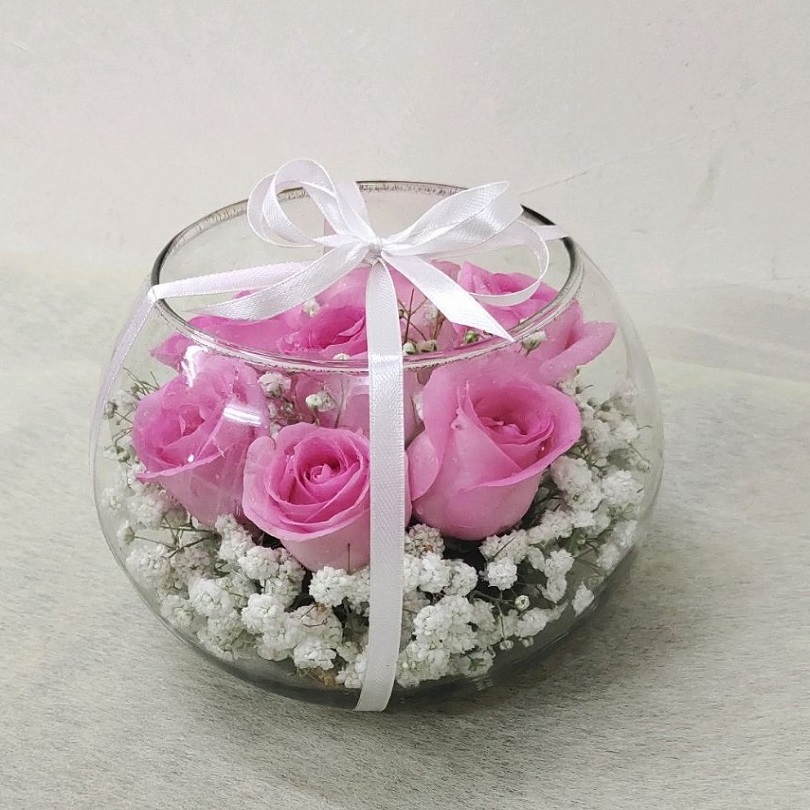 Rosy Glow Bowl Arrangement