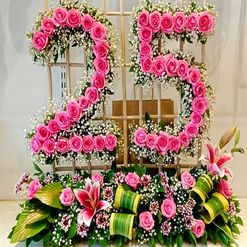 Blush Numbers Bloom Arrangement