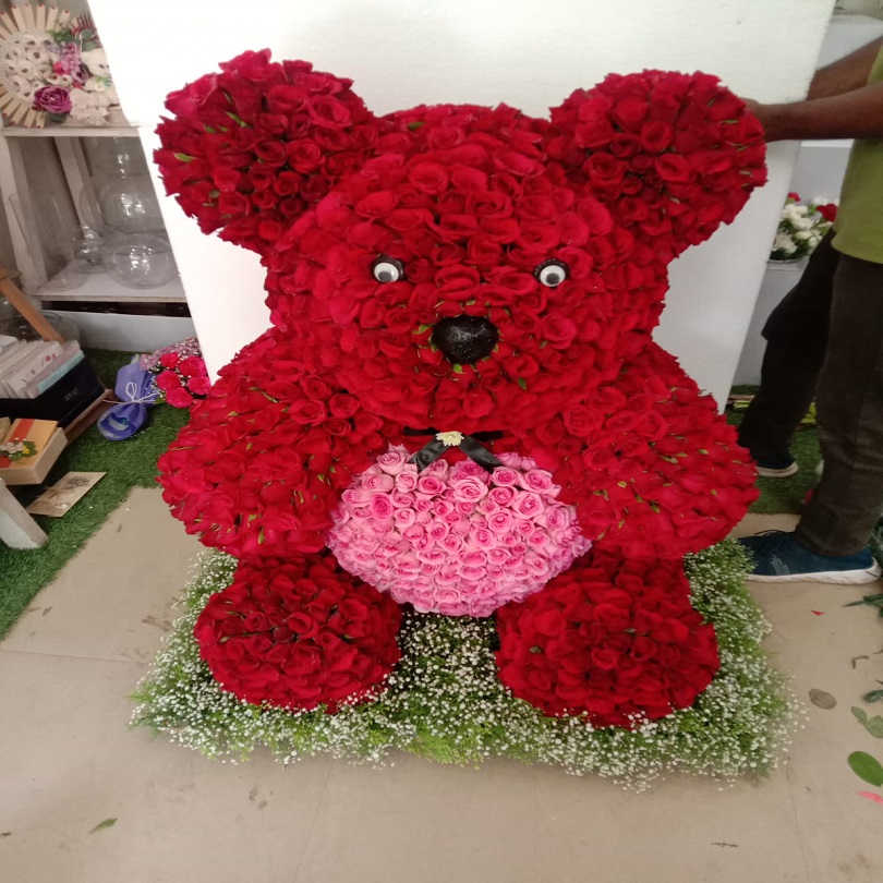 Rosy Hug Floral Teddy