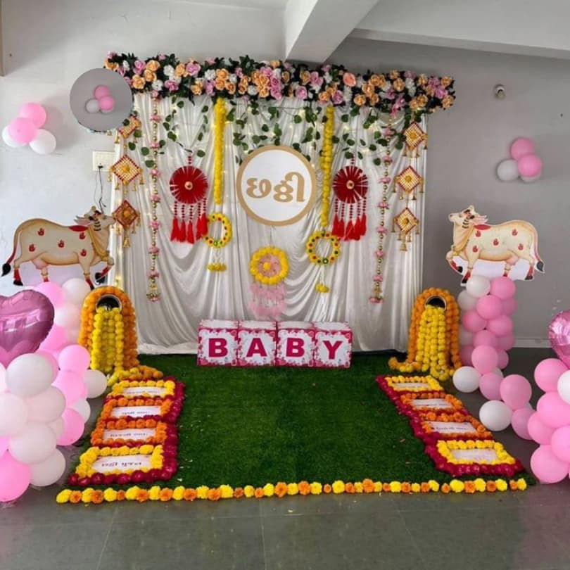 Floral Arch on Green Grass Base