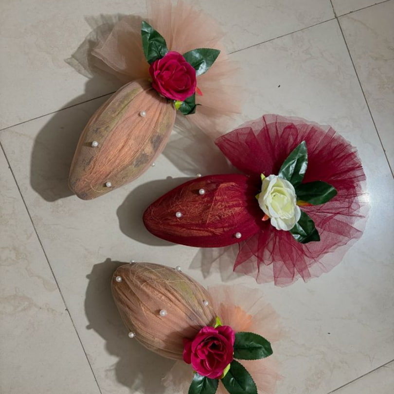 Blushing Peach Tradition Nariyal decor