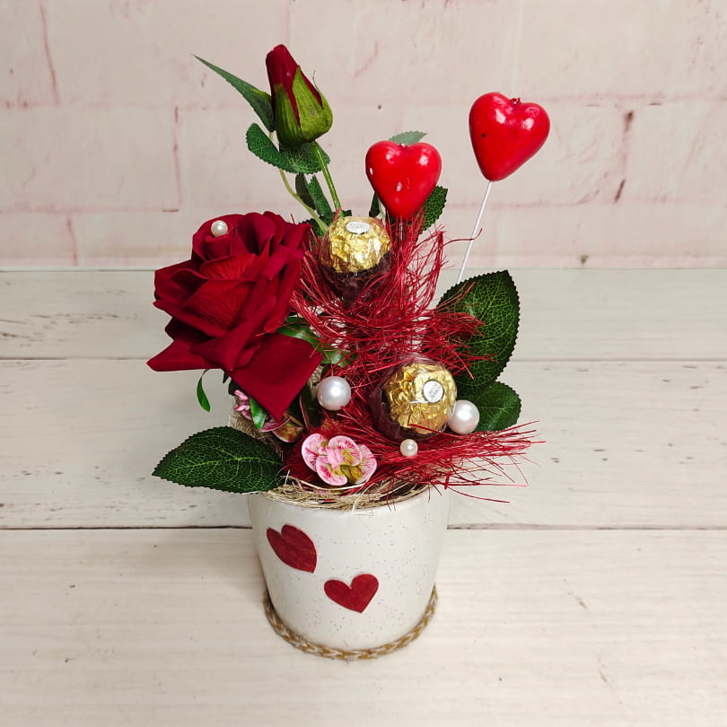 Love Arrangement in Ceramic Pot