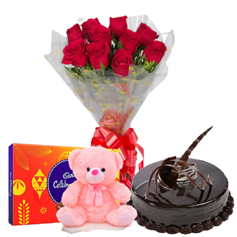 Rose - Celebration - Teddy - Cake