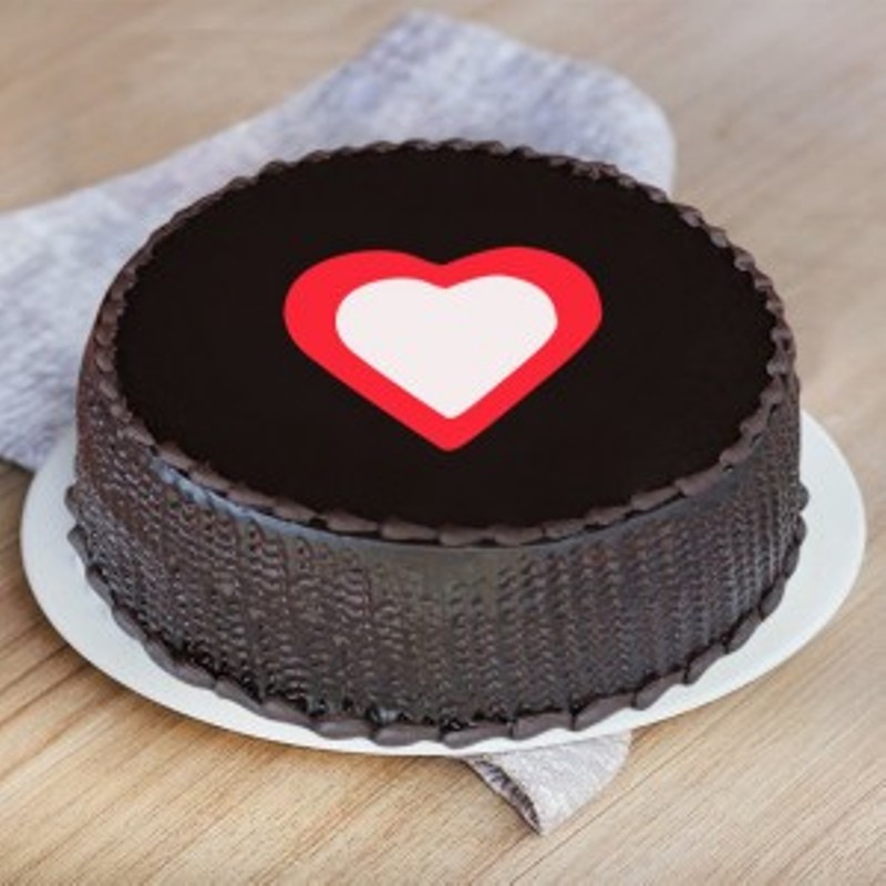 Chocolate Cake with Heart Design