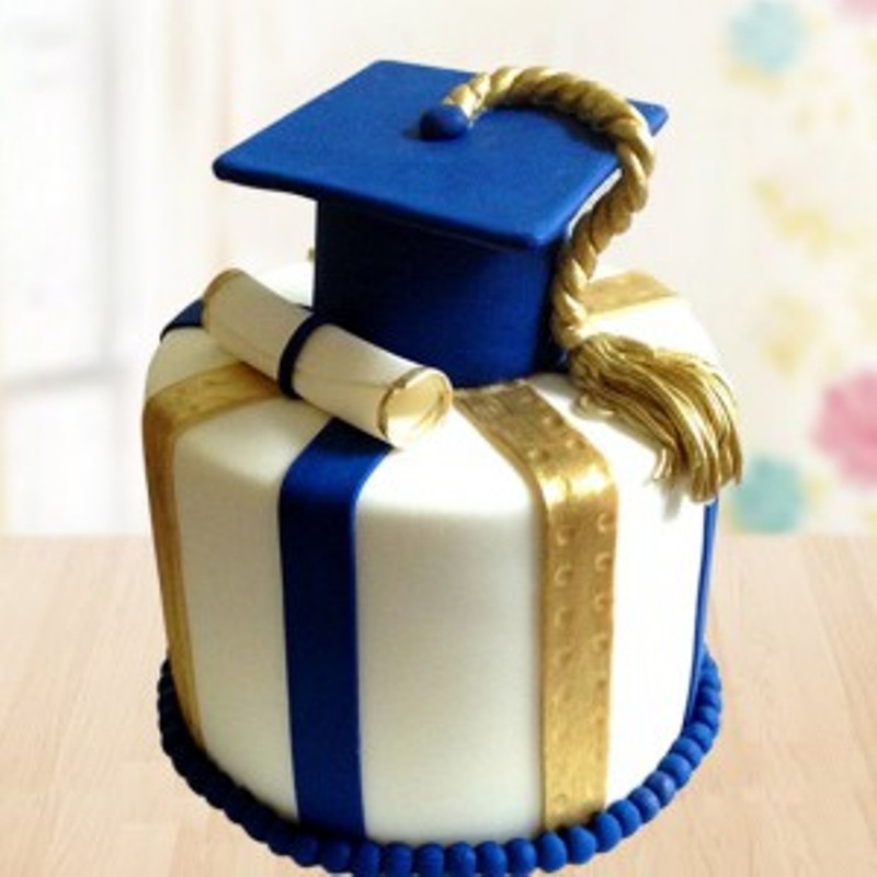 Blue Graduate Fondant Cake