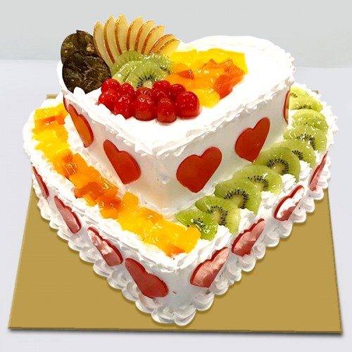 Heart-Shape-Double-Layer-Fruit-Cake
