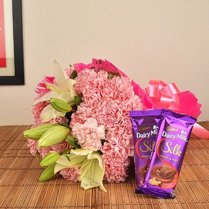 Carnation - Lilies with Silk Chocolates