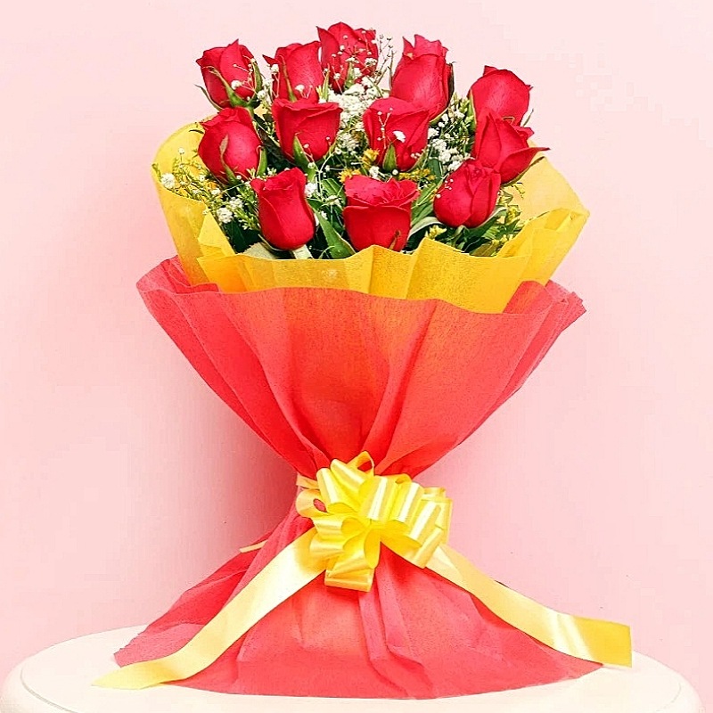 Vibrant Red Rose Bunch