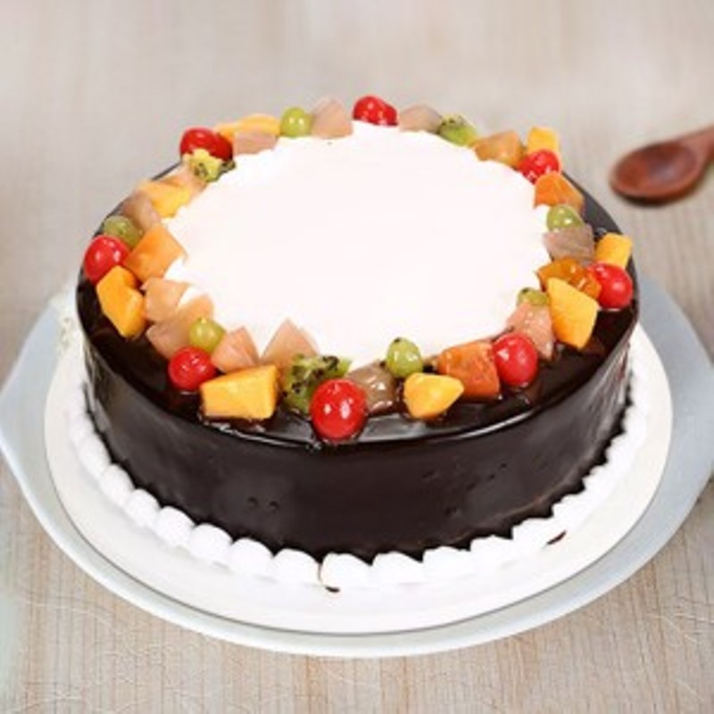 Choco Vanilla with fruits Cake