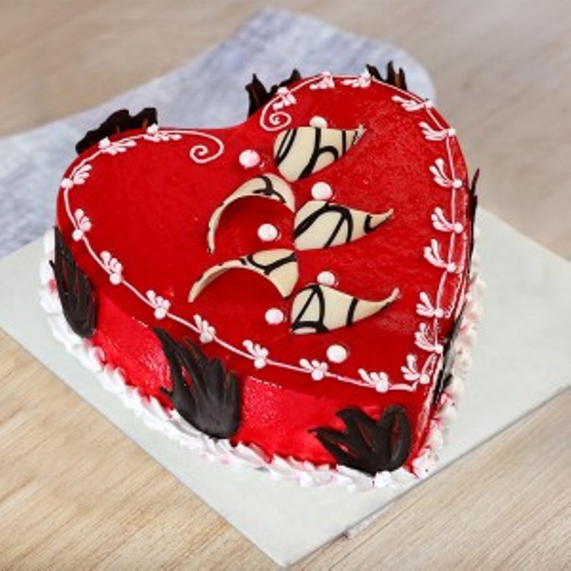 Red Vanilla Heart Shaped Cake