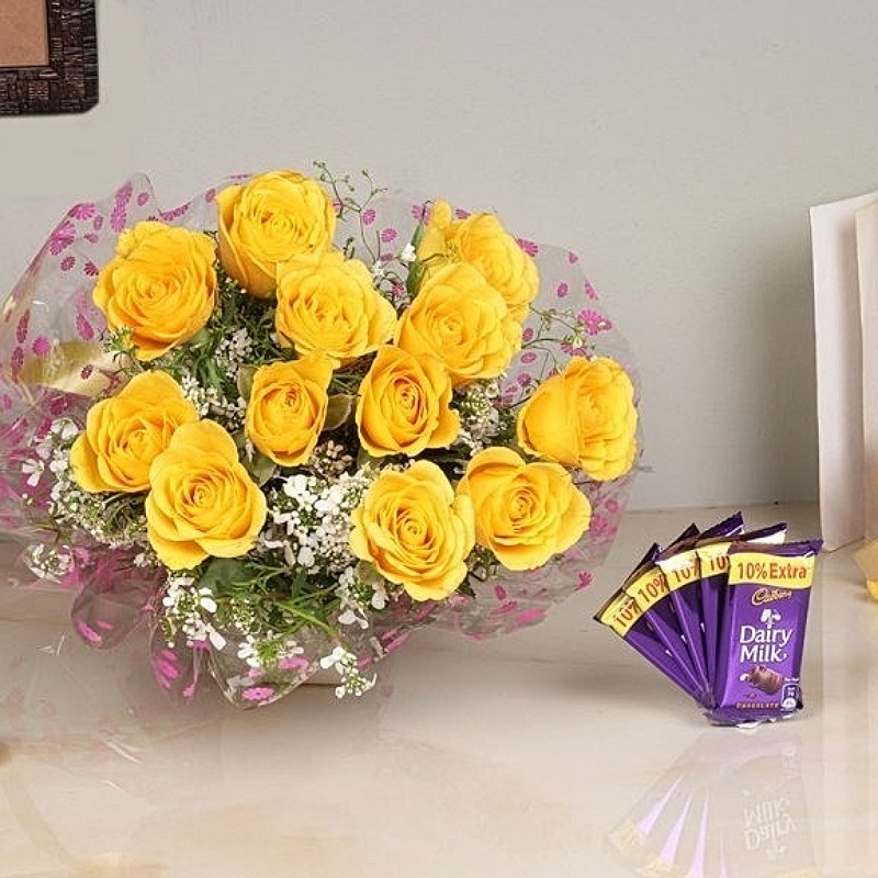 Yellow Roses  -  Chocolate 
