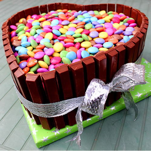 Kitkat Gems Heart Shape Cake