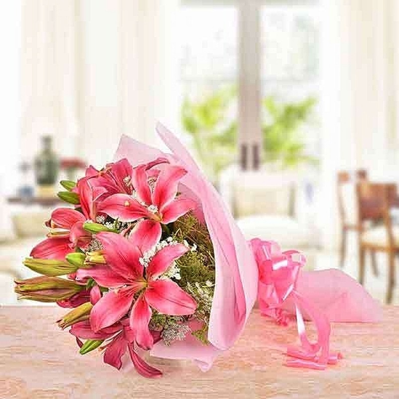 Elegant Pink Lilies Bouquet 